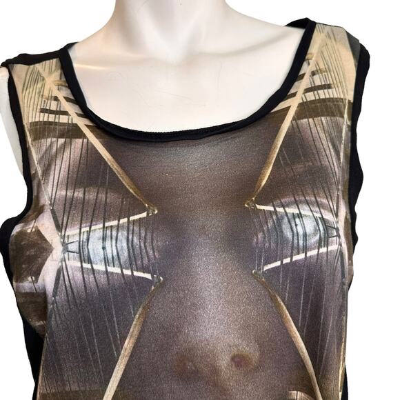 Raphael Hauber Abstract Face Front Black Back Sleeveless Top sz M - Picture 3 of 7